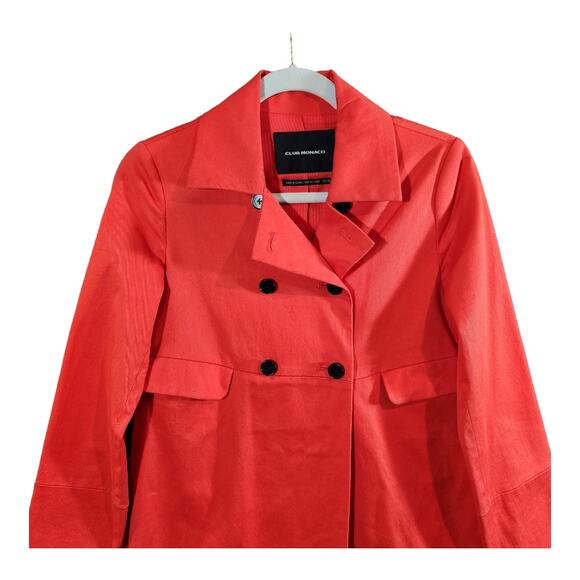 Club Monaco Red-Orange Double-breasted Lightweight Trench Coat Preppy Women's XS - Picture 2 of 5